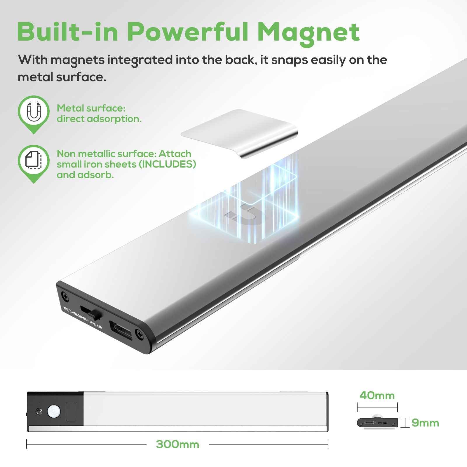 Wireless LED PIR Motion Sensor Cabinet Light, USB Rechargeable, 3 Modes, Dimmable, 3000K-4000K-6500K - ALUSSO LIGHTING