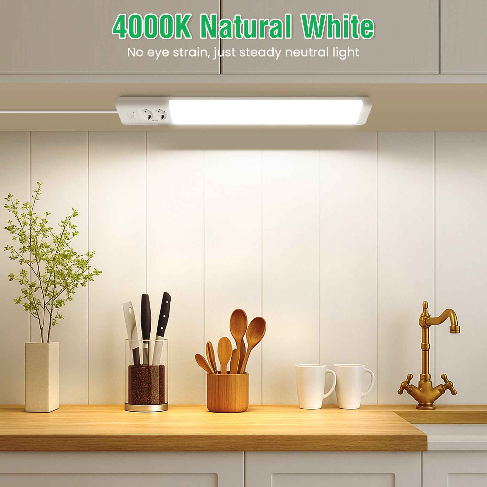 30'' LED Under-Cabinet Light EU Sockets 15W 4000K Ceiling Lamp With 6 Hooks Under Cabinet