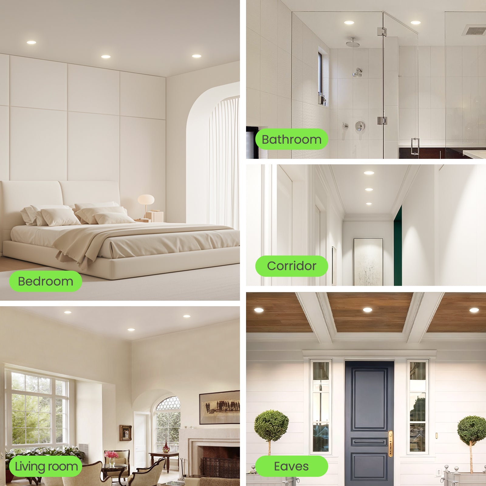 5W White Ultra Slim LED Downlight 3CCT Dimmable IP44,Cutout 72-85mm 6 Pack