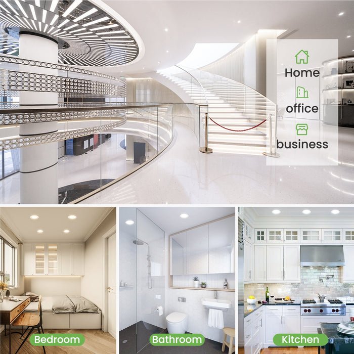 9W Utral Slim LED Recessed Ceiling Lights Ø120-130mm Cutout, Cool White 6400K, IP44, 6PACK