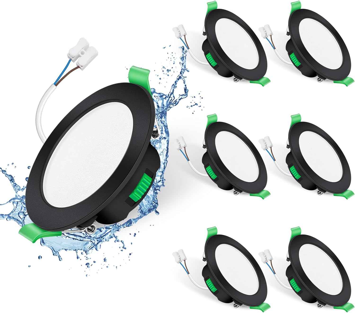 IP65 LED Downlight Cutout 67-75mm Dimmable CCT Ultra Slim, Black, 6 Pack - ALUSSO LIGHTING