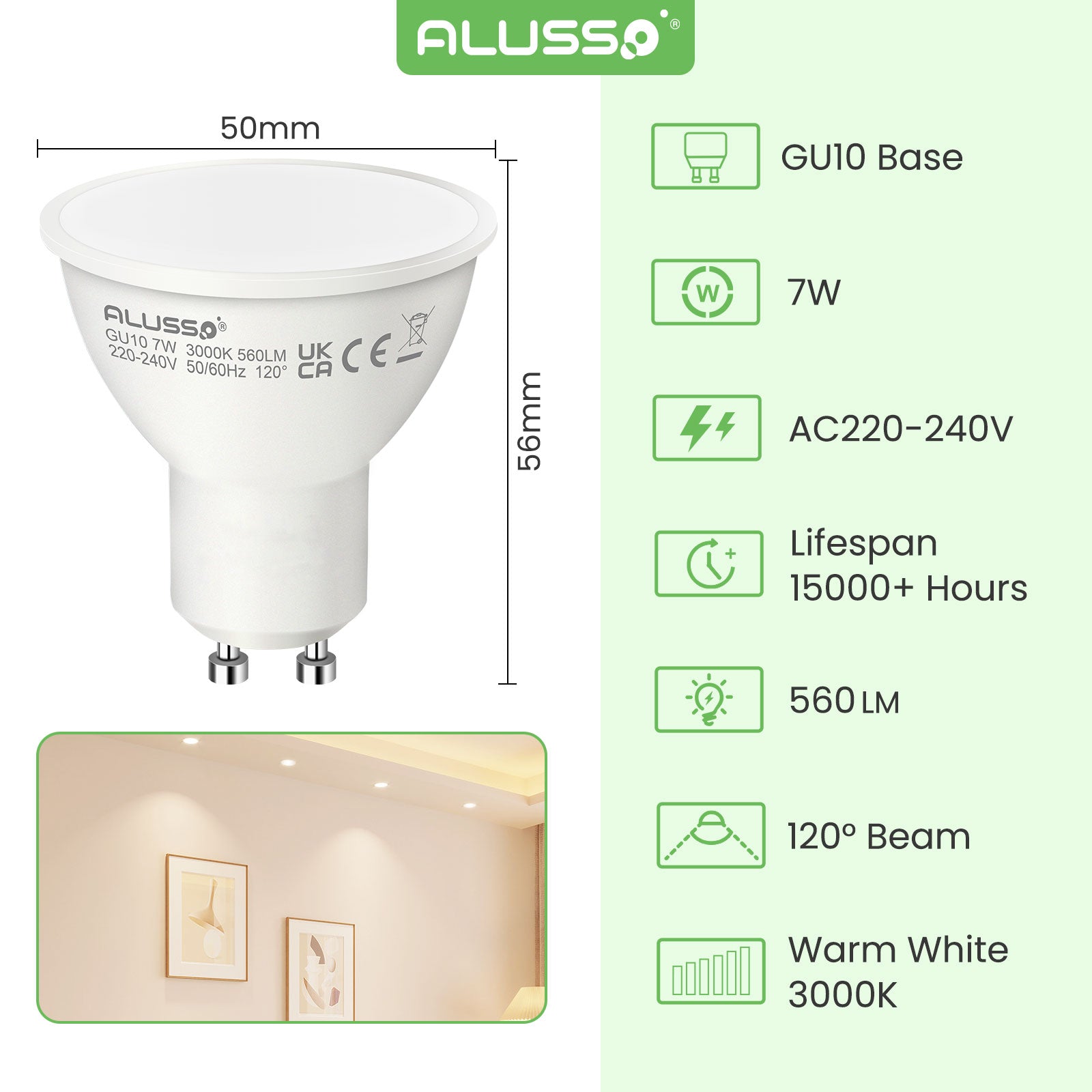 7W GU10 LED Strahler 120° Abstrahlwinkel 10er Pack