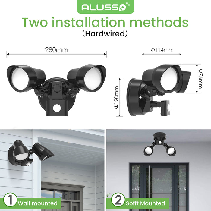 25W LED Floodlight PIR Motion Sensor Outdoor Security Wall Light 2000lm IP54 1pack