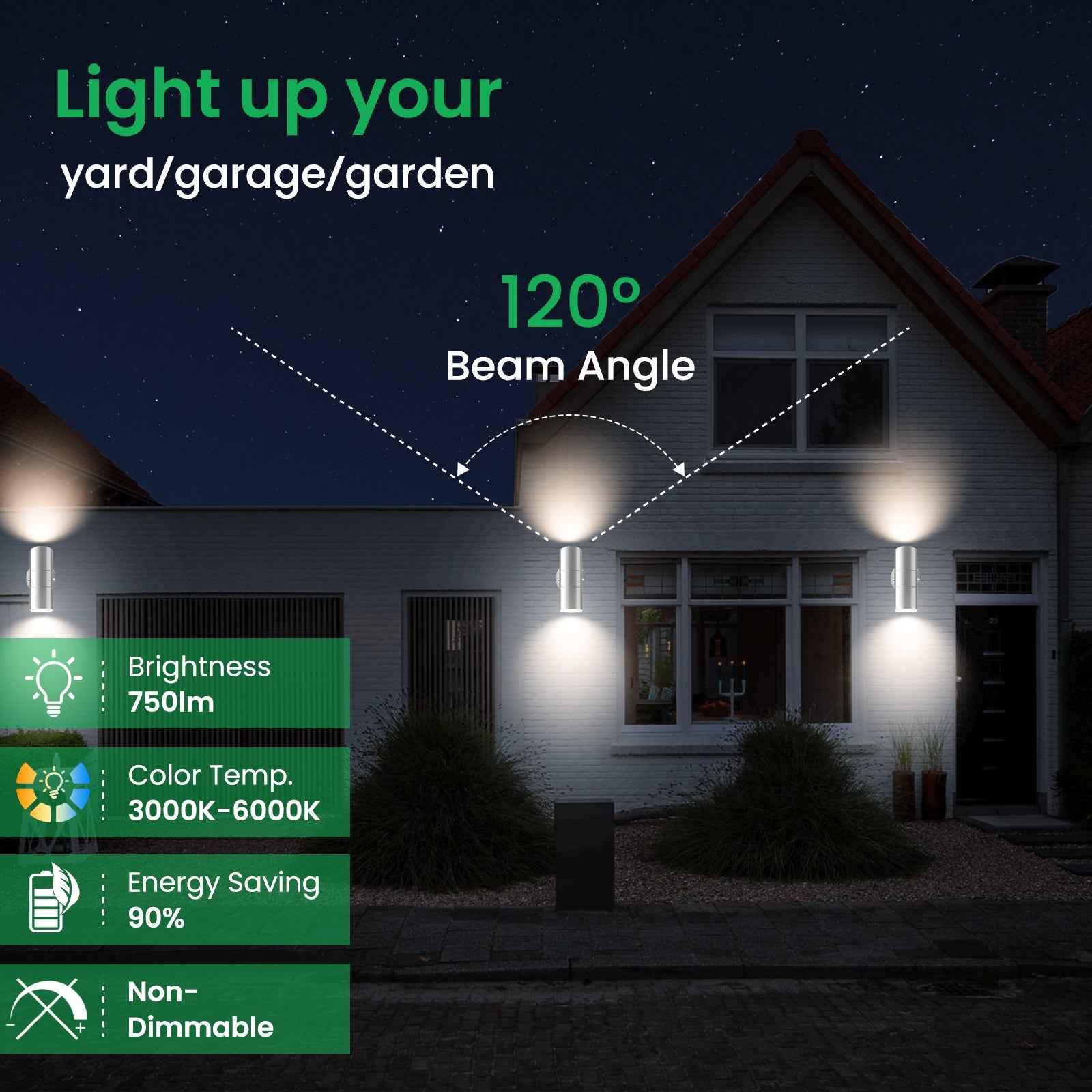 8W 750LM Outdoor Stainless Steel Up Down Wall Light IP65, 3000K/4000K/6000K, Silver - ALUSSO LIGHTING