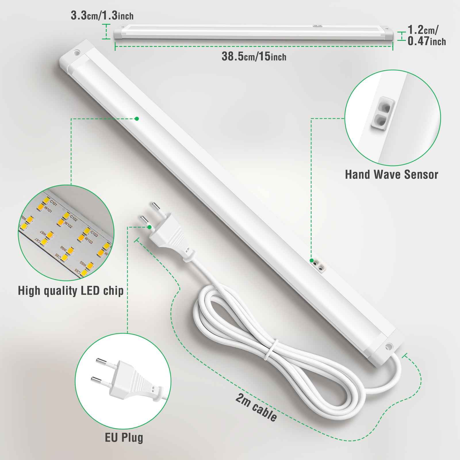 ALUSSO LED under-cabinet light with hand motion sensor 6W 450lm ceiling light 2 Pack - ALUSSO LIGHTING