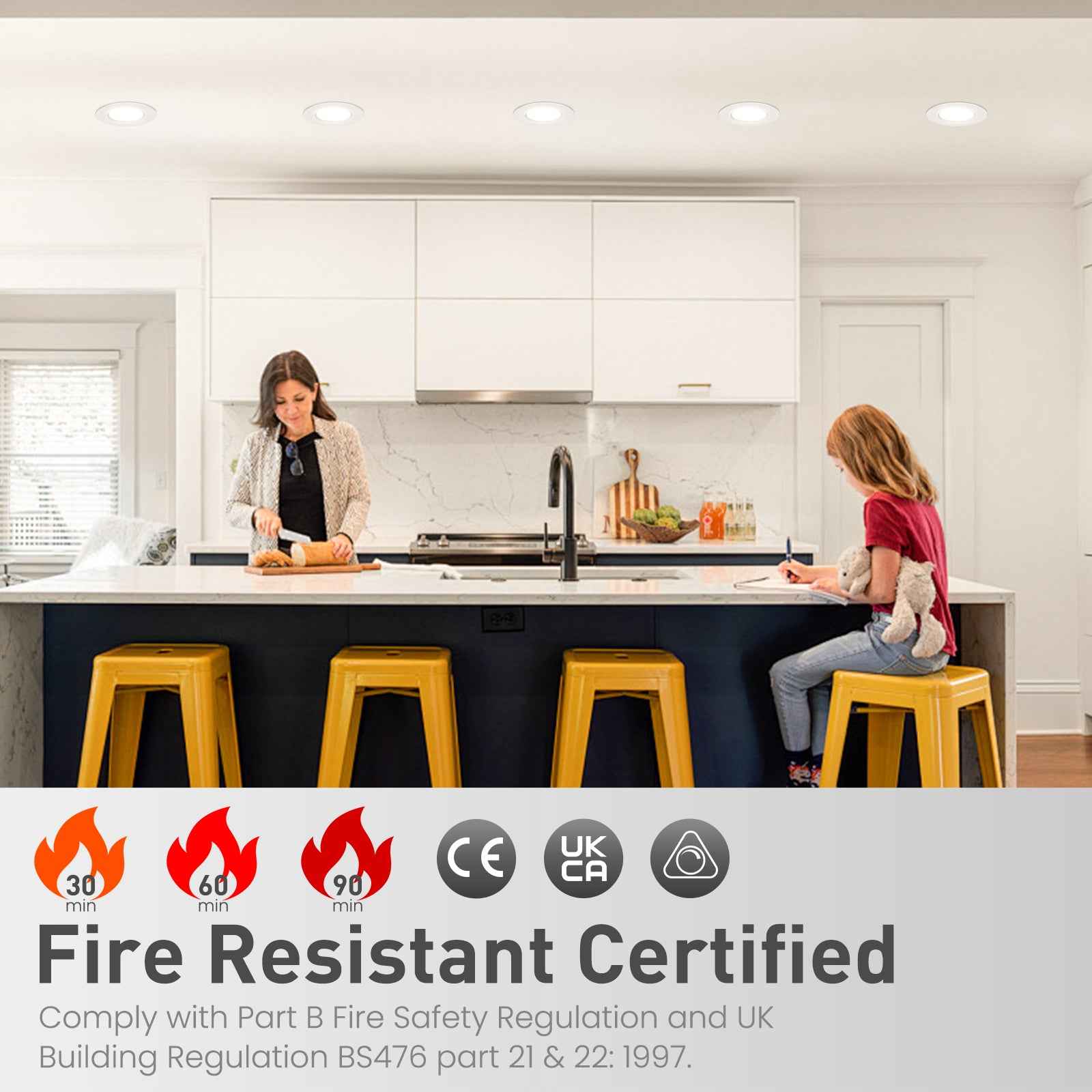 Recessed LED Ceiling Light Fire Rated Spotlight IP65 Dimmable Downlights 6W - ALUSSO LIGHTING