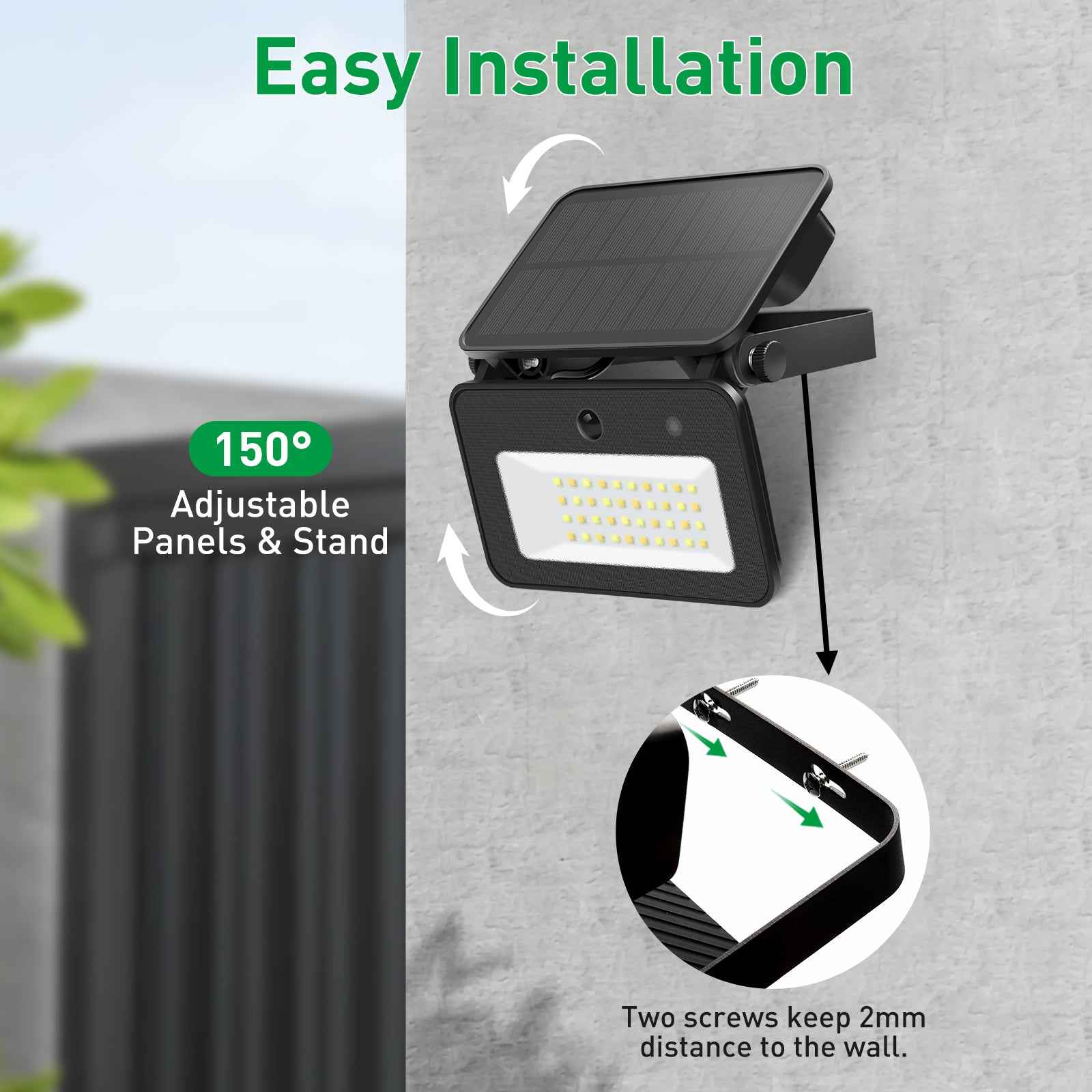 2 Pack Outdoor LED Solar Security Lights with PIR Motion Sensor 3CCT Flood Lamp - ALUSSO LIGHTING
