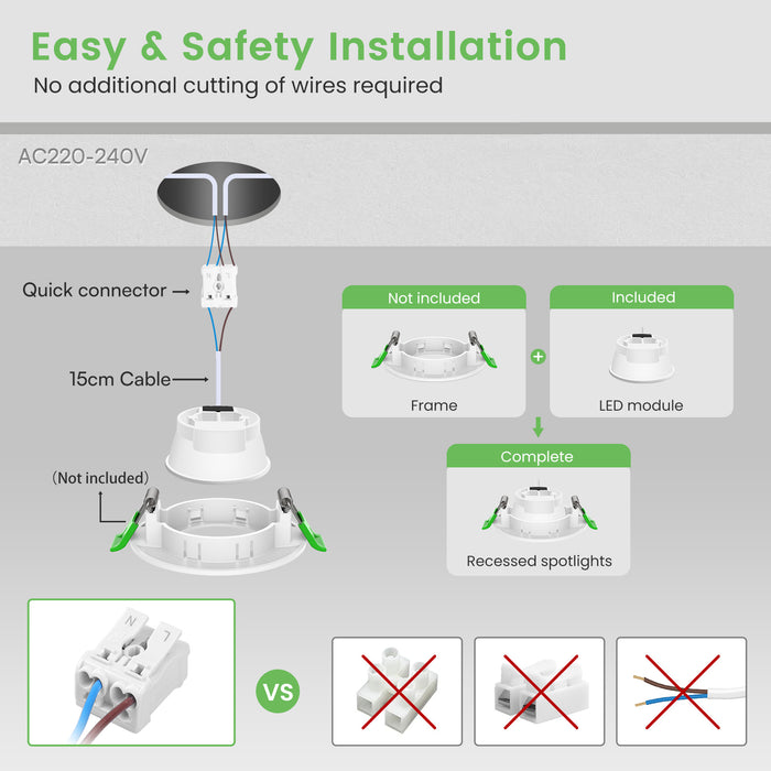 LED Module Flat Bulb GU10 230V MR16  3000K for Recessed Spotlight Lamp Set 6PACK