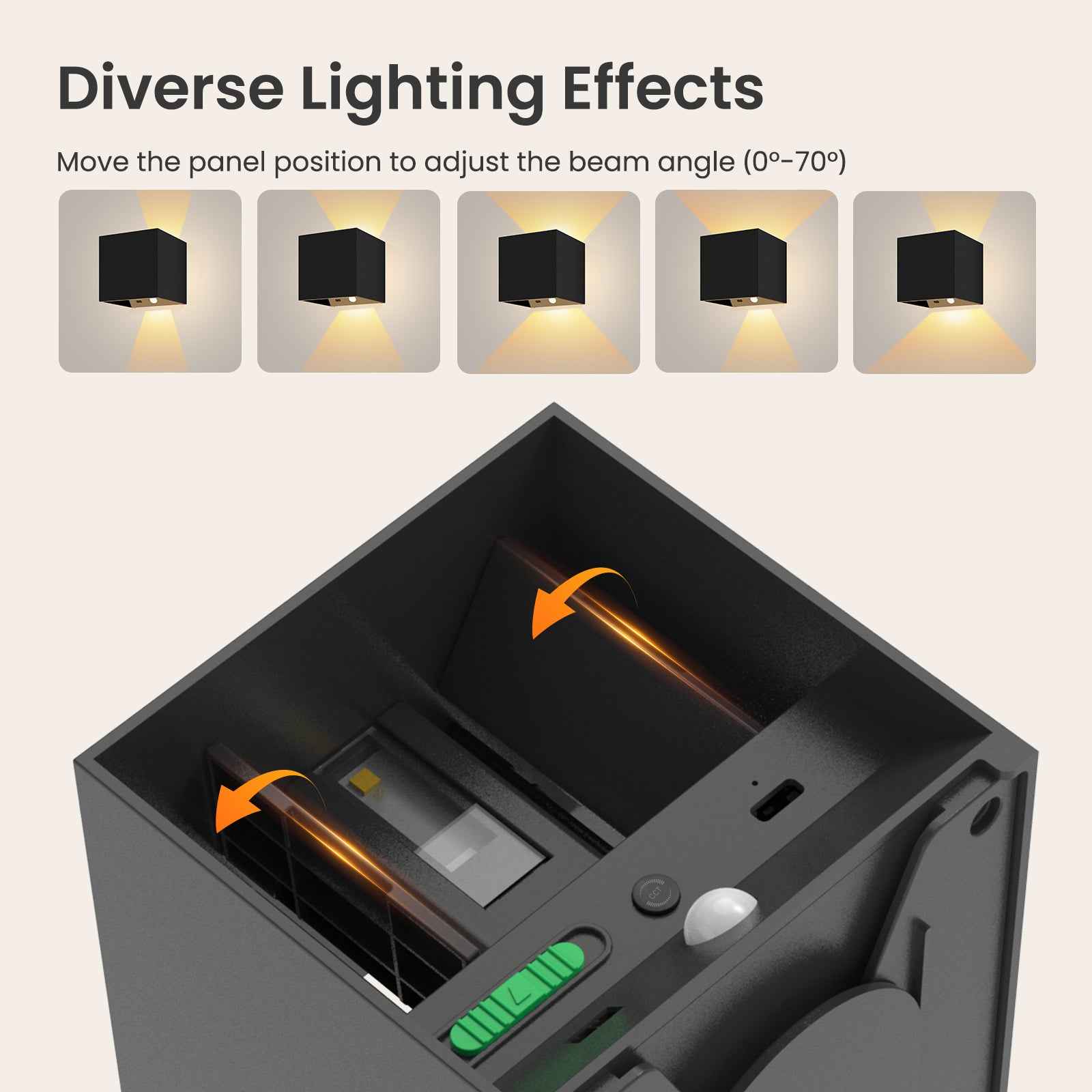 4W Cube LED Wall Lamp CCT Wall Lamp Up Down Indoor Battery Spotlight with Sensor 2PACK - ALUSSO LIGHTING