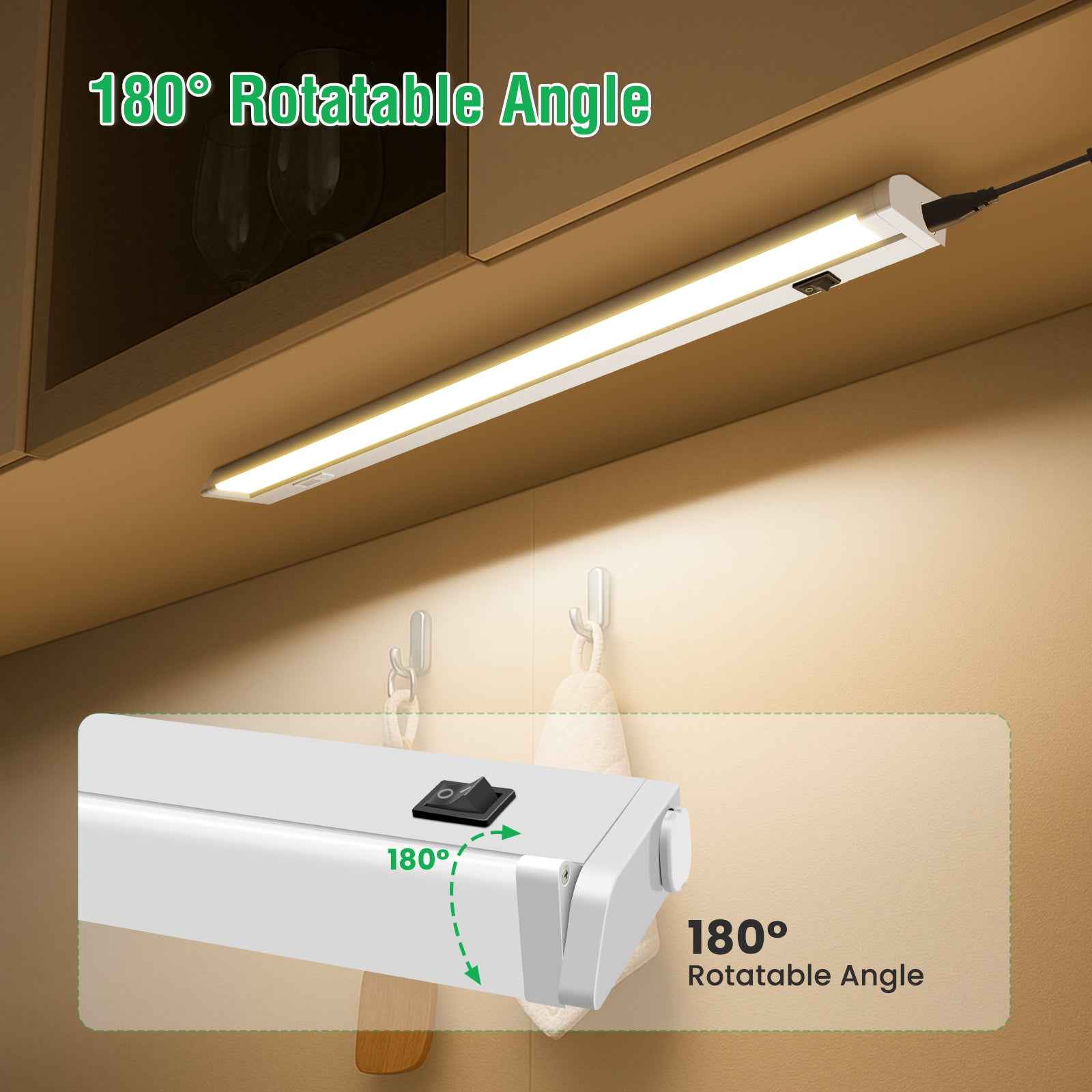 21'' LED Under-Cabinet Lighte 8W 3CCT Swivel 2pcs Linkable Kitchen Ceiling Light