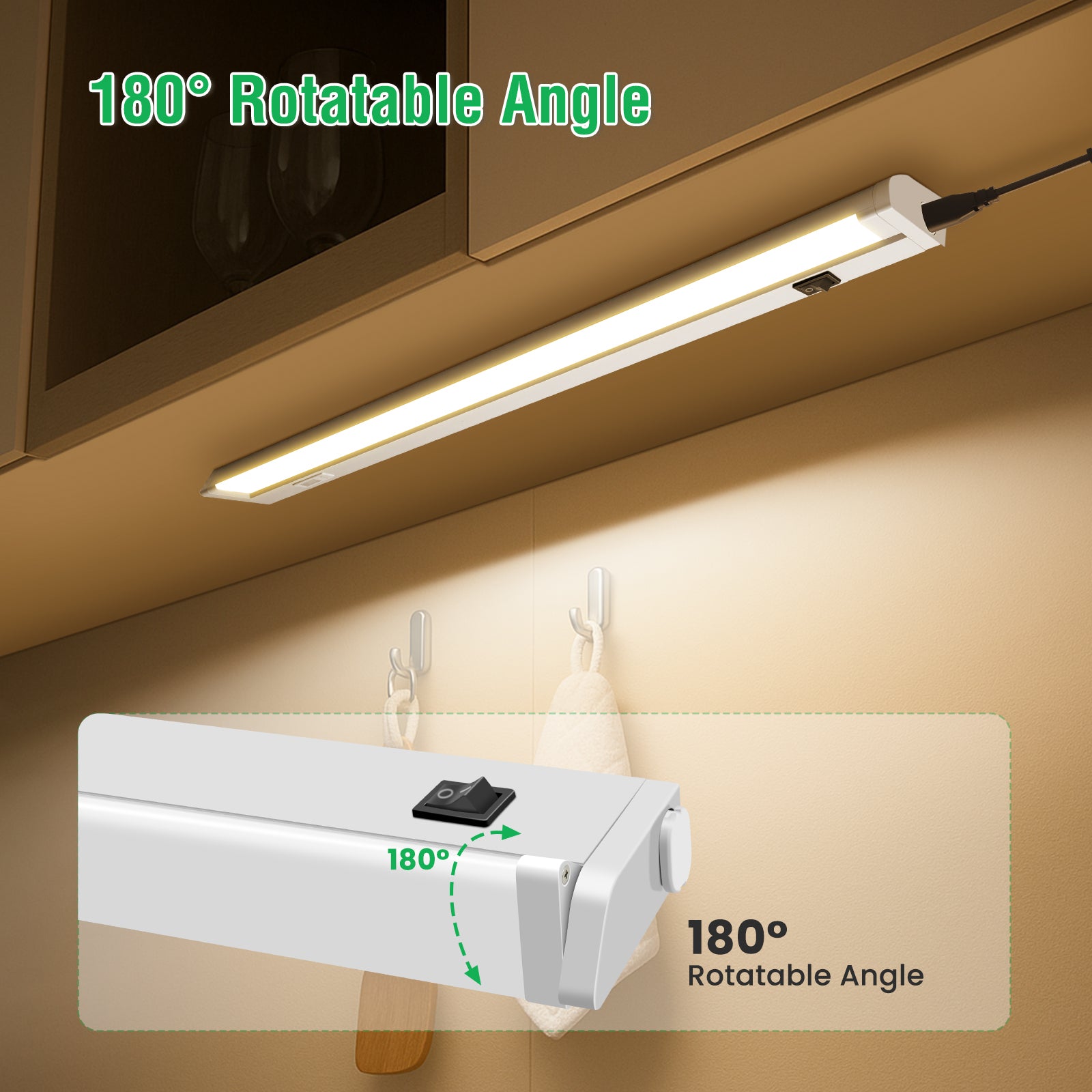 21'' LED Under-Cabinet Lighte 8W 3CCT Swivel 2pcs Linkable Kitchen Ceiling Light