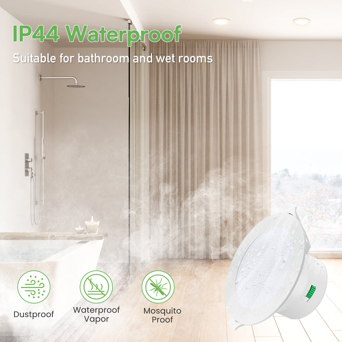 10W Led Downlight Nickel Dimmable Tri coulor IP44 Recessed Ceiling