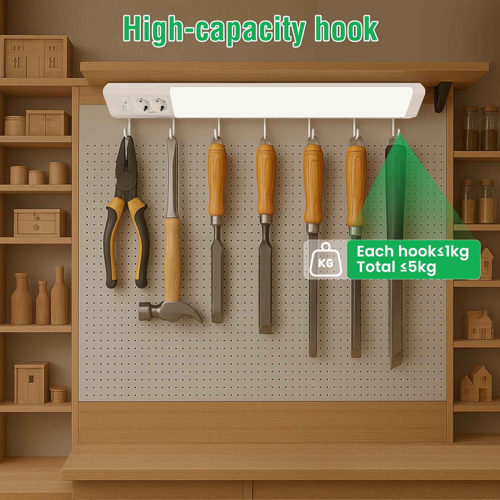 30'' LED Under-Cabinet Light EU Sockets 15W 4000K Ceiling Lamp With 6 Hooks Under Cabinet