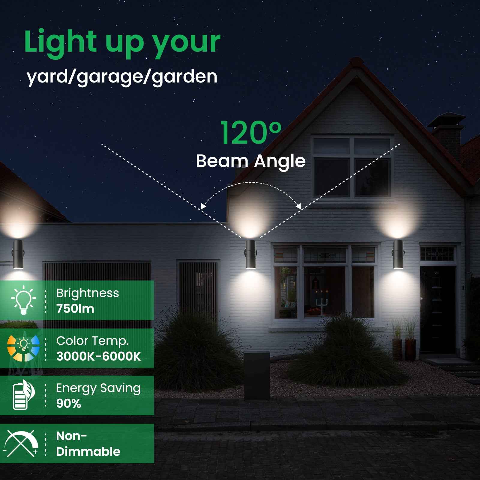 8W 750LM Outdoor Stainless Steel Up Down Wall Light IP65, 3000K/4000K/6000K, Black - ALUSSO LIGHTING