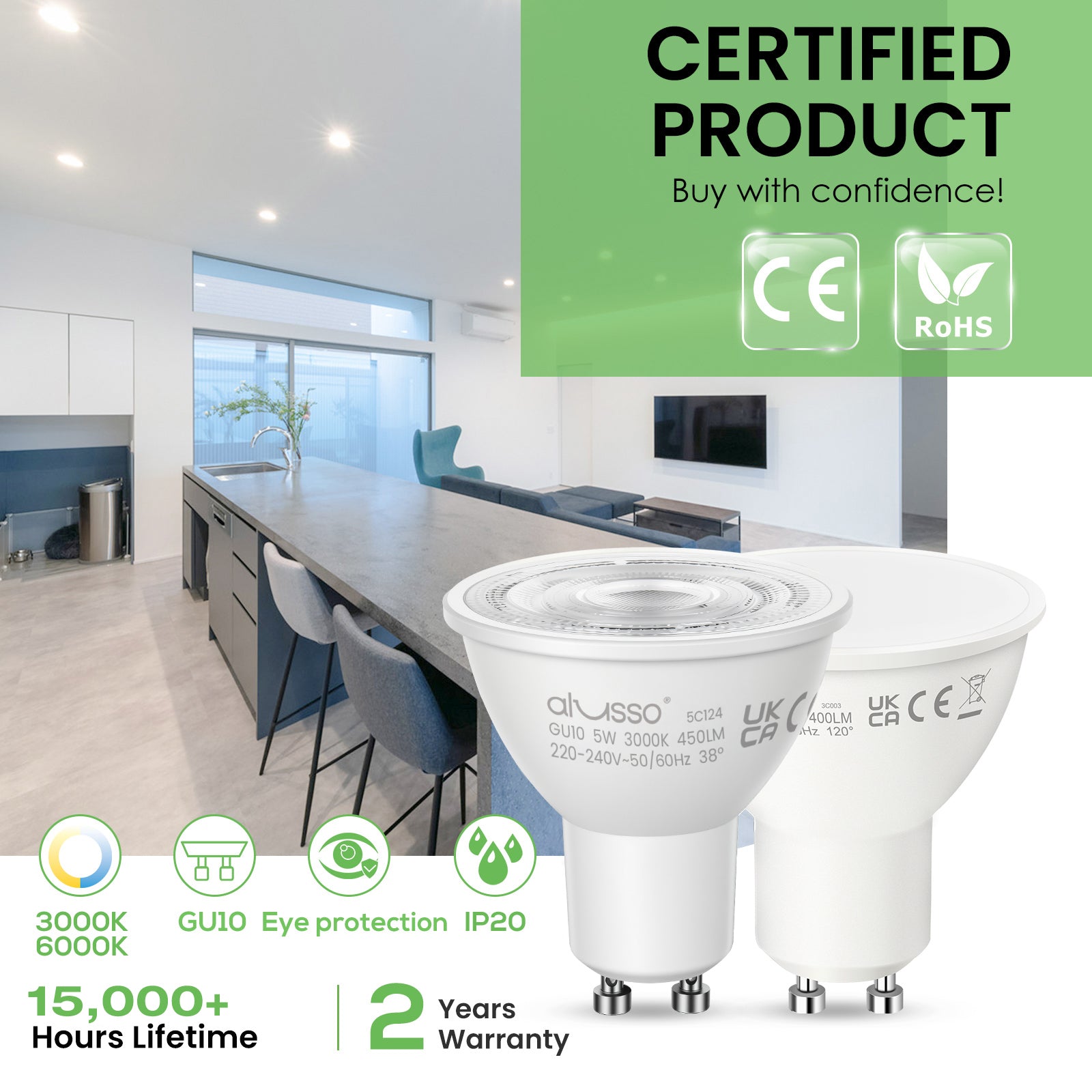 7W GU10 LED Strahler 120° Abstrahlwinkel 10er Pack