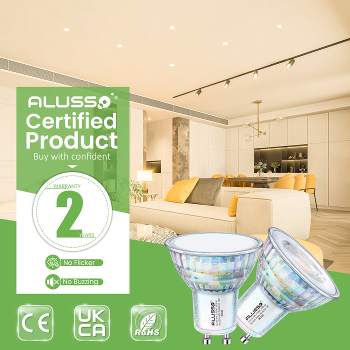 5W GU10 LED Glass Bulbs 36°/120° Beam Angle 2700K Warm White Pack of 12