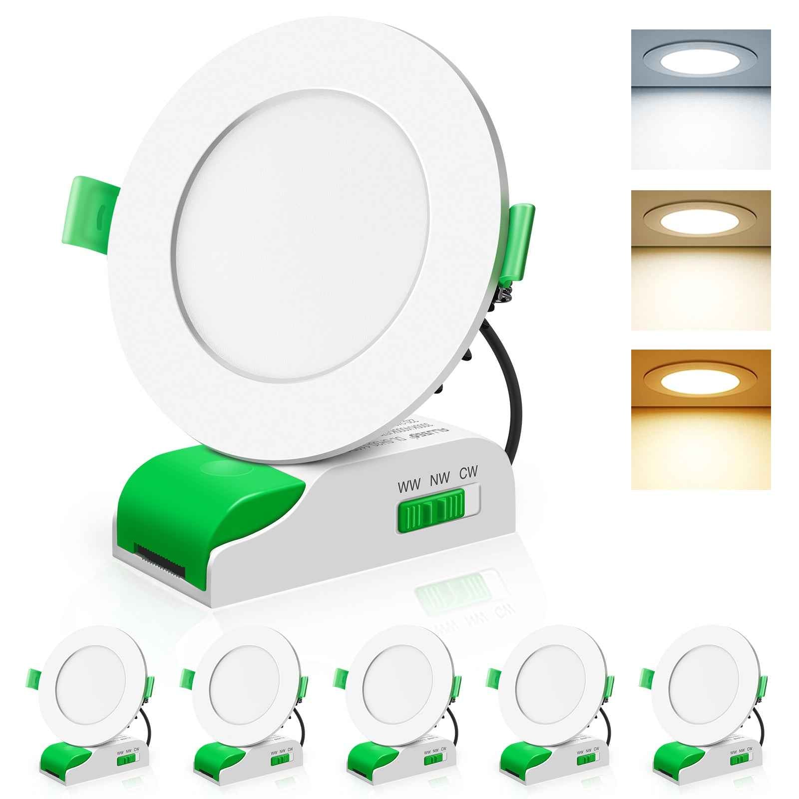 8W LED CCT Dimmable Downlight, Cutout Ø 70-88mm 6 Pack, with External Driver - ALUSSO LIGHTING