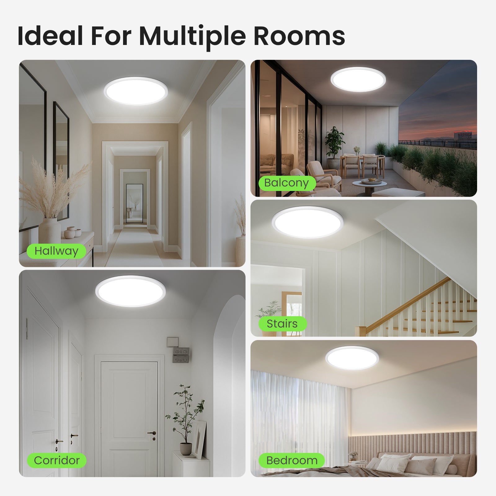 LED Ceiling Lamp 3CCT Panel Ceiling Light Bedroom Living Room Hallway Lamp IP44, 1 pack