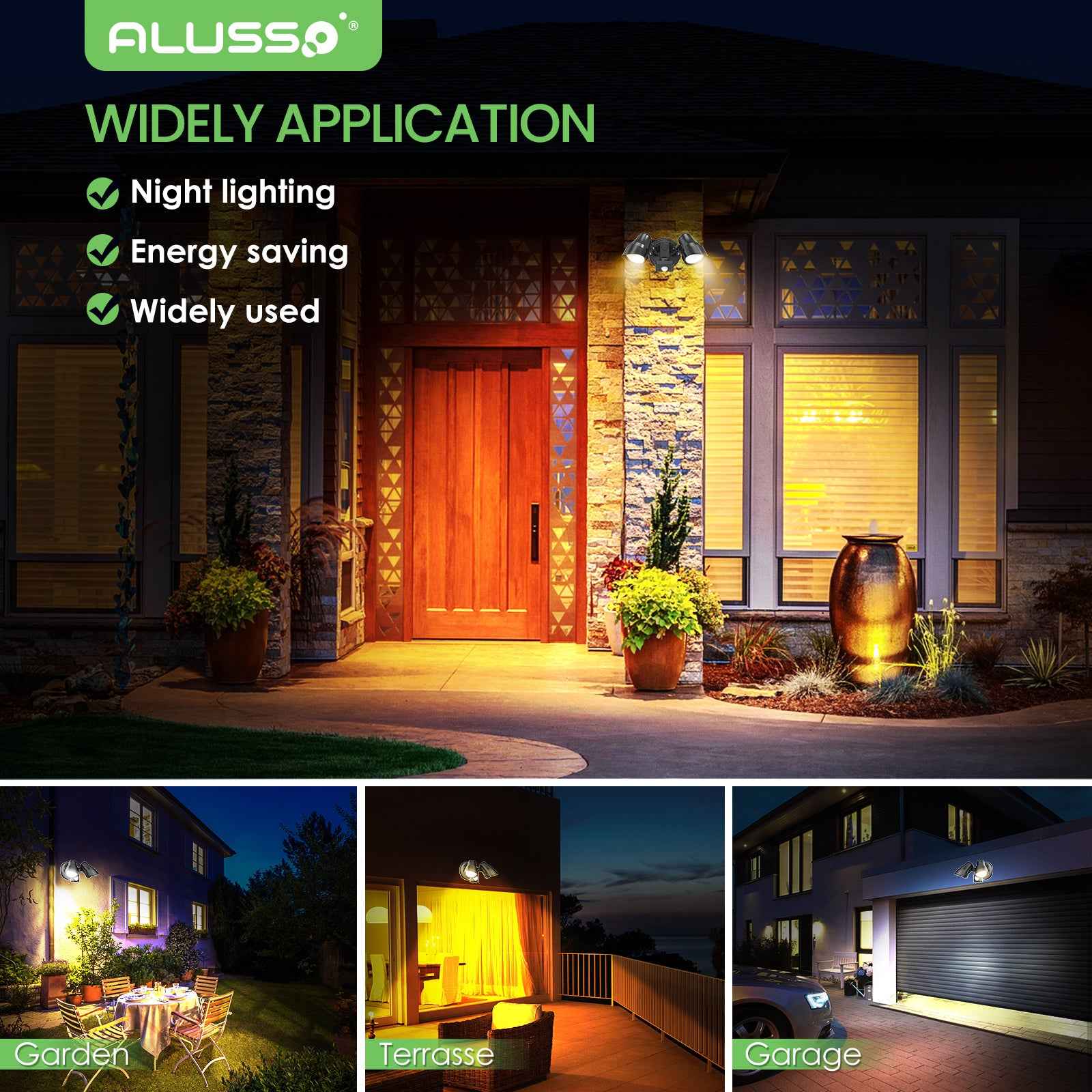 25W LED Floodlight PIR Motion Sensor Outdoor Security Wall Light 2000lm IP54 1pack - ALUSSO LIGHTING
