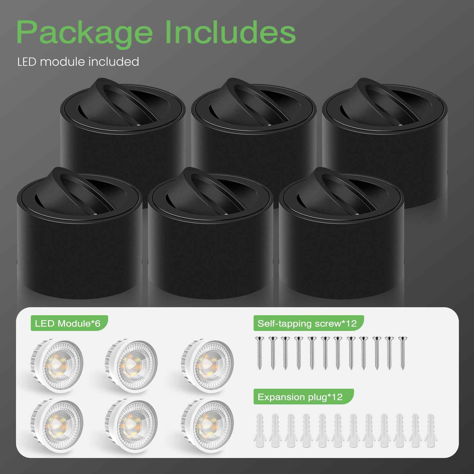 6x LED surface-mounted spotlights dimmable 30° swiveling 3CCT ceiling light 6W module IP20 - ALUSSO LIGHTING