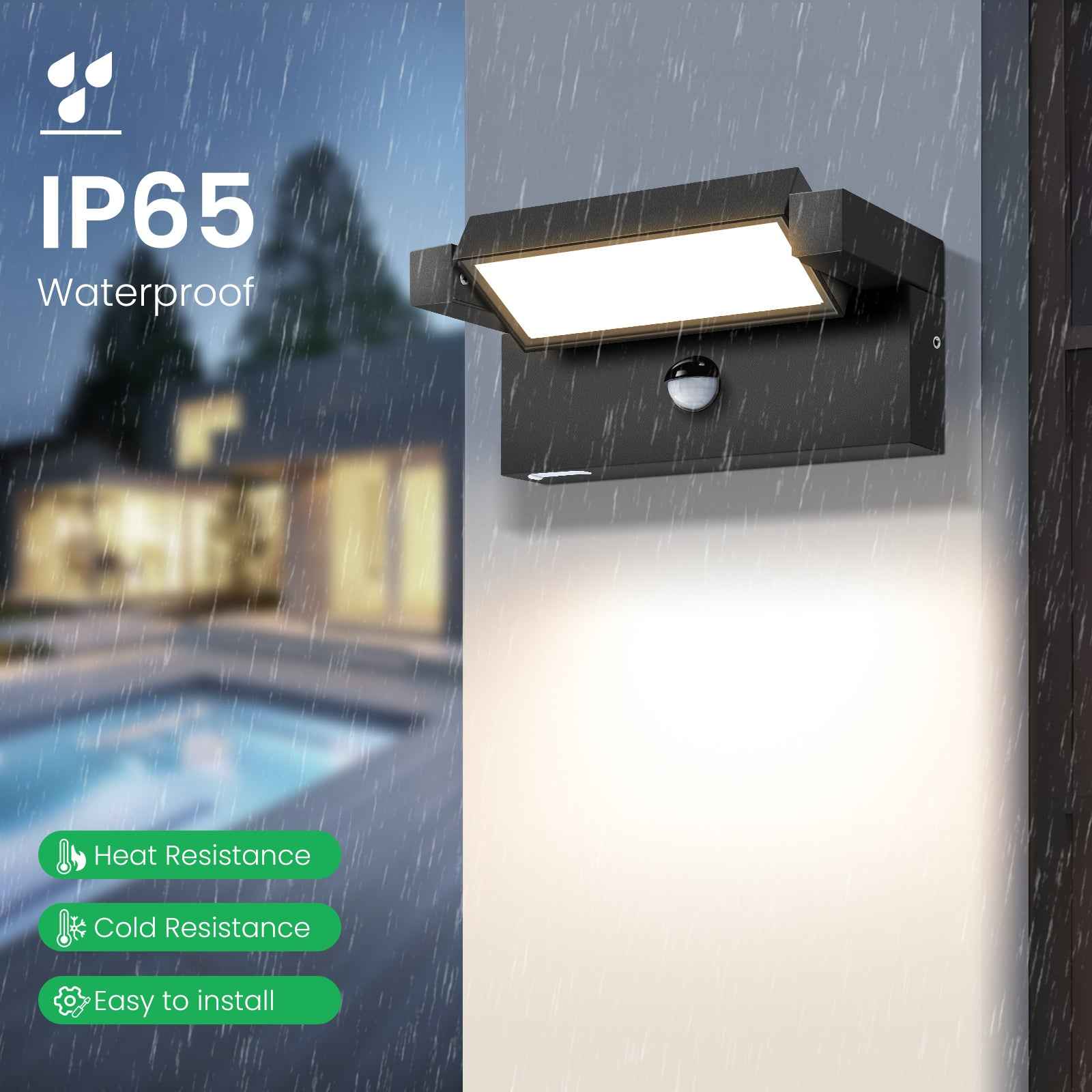 ALUSSO 24W 240° Flip Wall Light PIR Sensor 3CCT Black Outdoor IP65 Safety Light - ALUSSO LIGHTING
