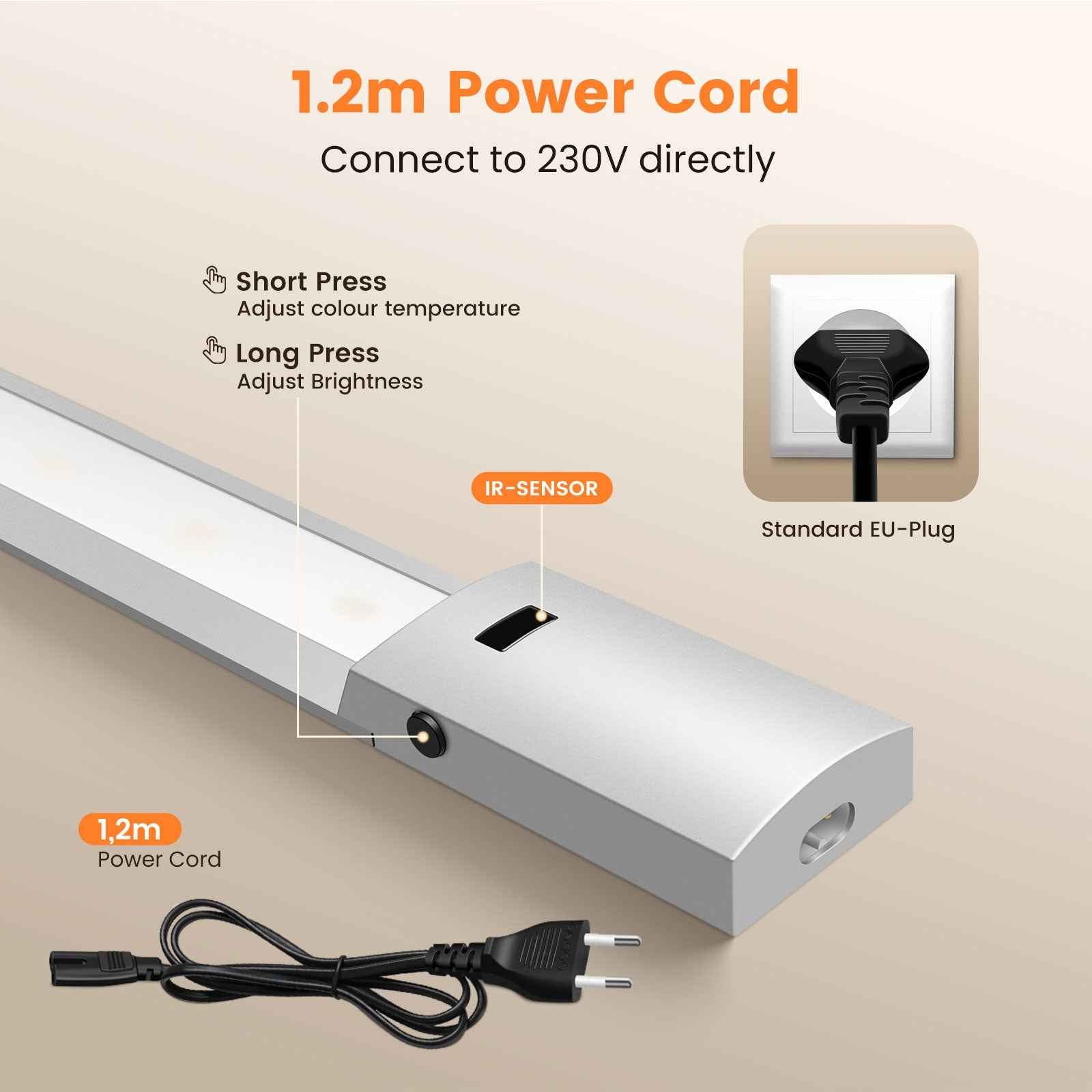 LED under-cabinet light 24'' IR sensor light strip cabinet light kitchen lighting