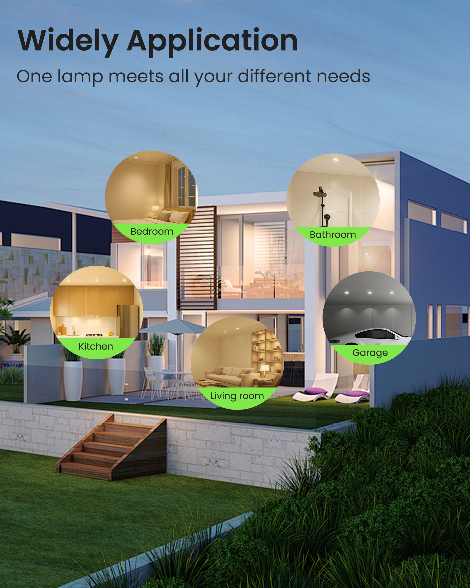 6W ∅68-75mm Nickel Recessed Led Ceiling Lights Flach 60°/120° Variable Beam Angle, Tri-Color, Dimmable, IP44, 6 PACK