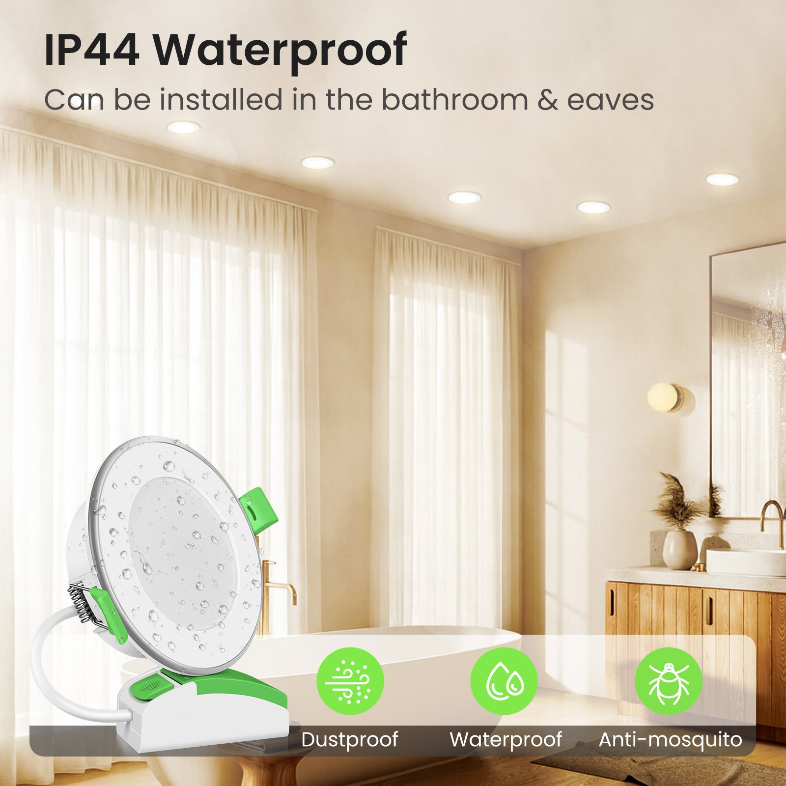 LED Night Recessed Spotlight 68mm 3WT 3CCT Dimmable Ceiling Light 6 Pack