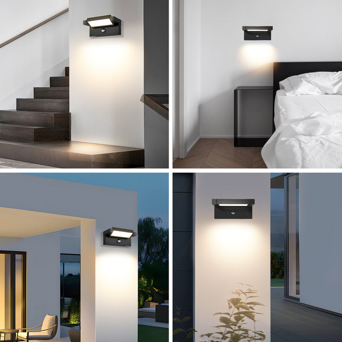 ALUSSO 24W 240° Flip Wall Light PIR Sensor 3CCT Black Outdoor IP65 Safety Light