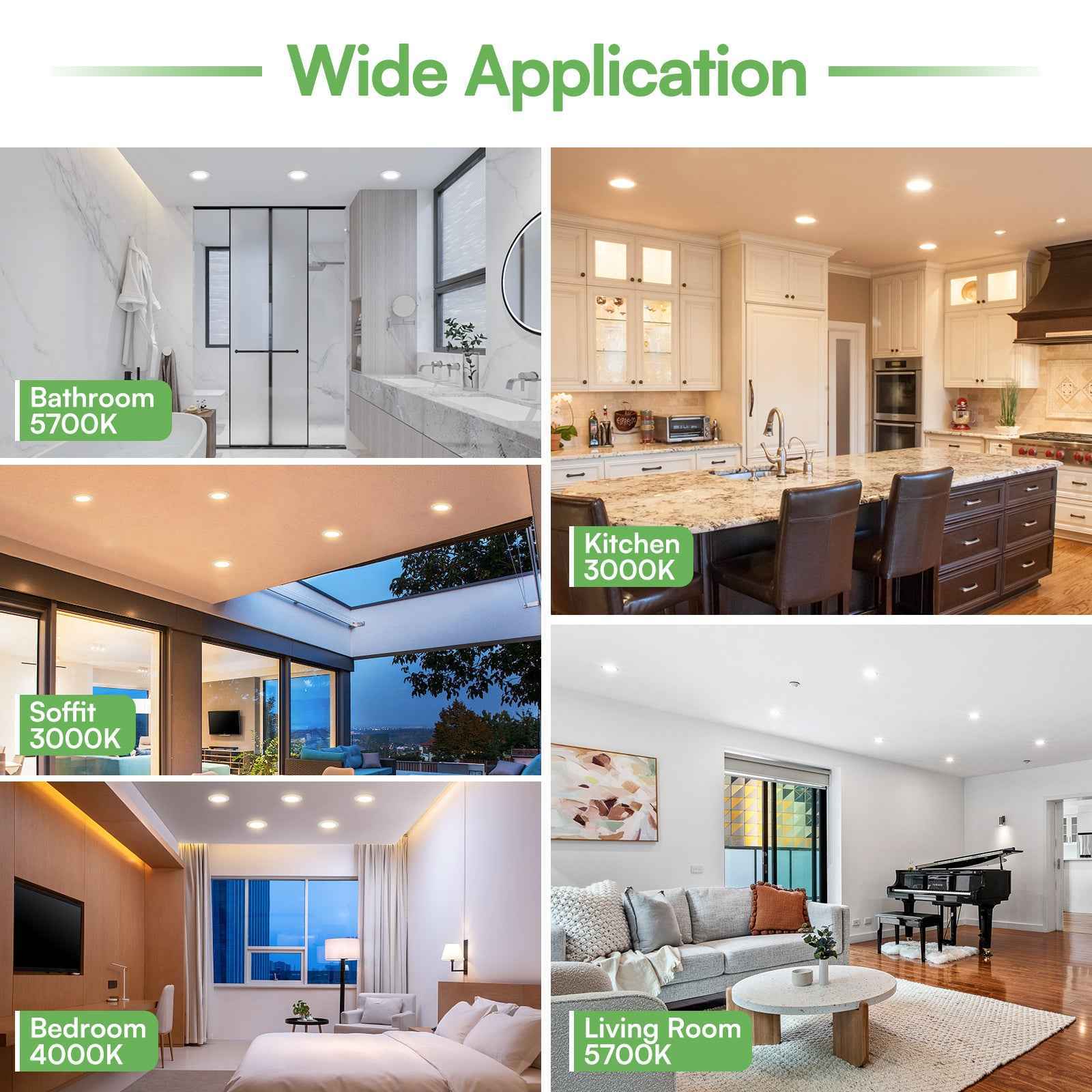 10W/12W/14W Led Downlight Dimmable Tri-coulor IP44/IP65 Recessed Ceiling Lights, 70/90/120mm Cutout, 6 pack - ALUSSO LIGHTING