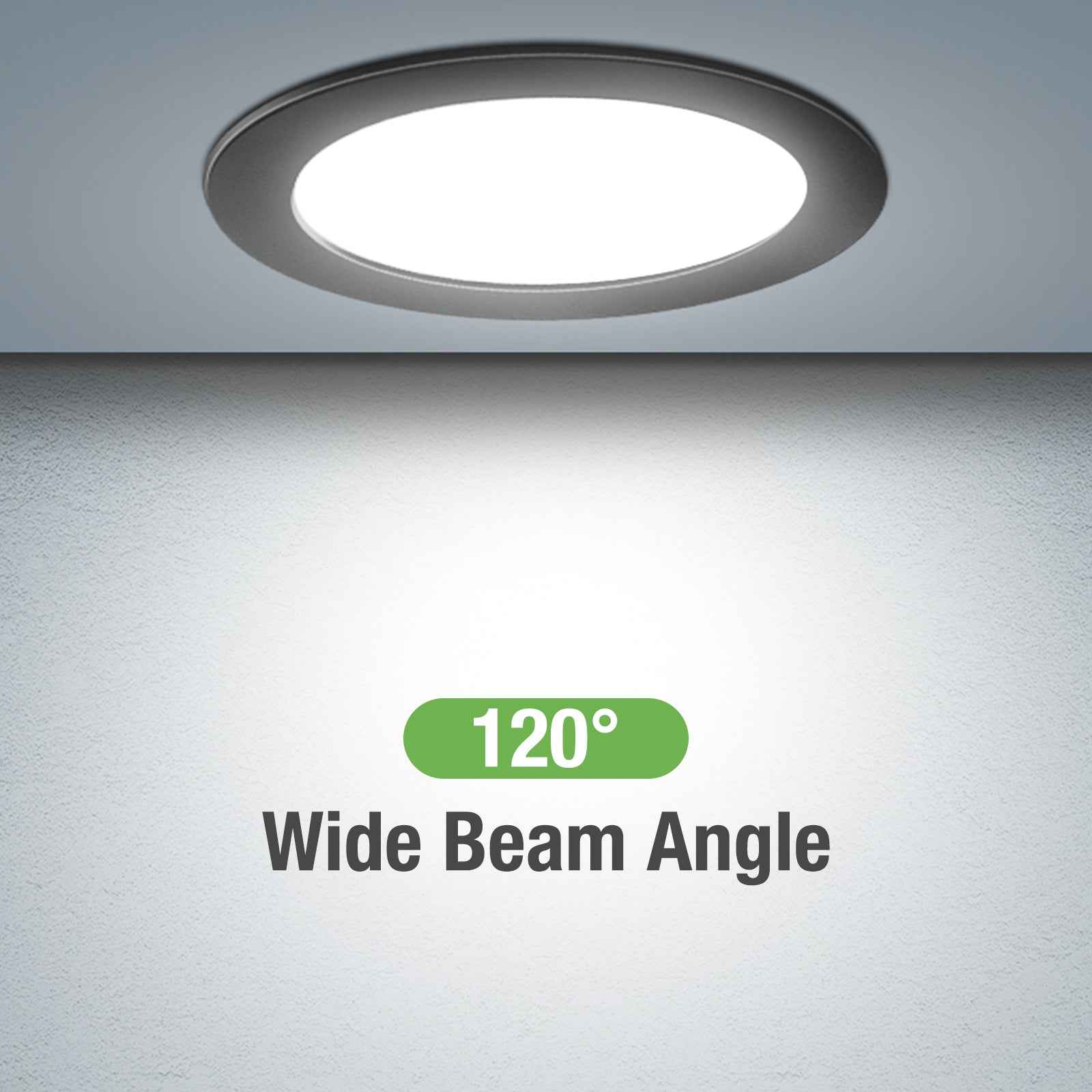 10W Black Recessed Spot Light Tri Color Dimmable IP44 Black,Cutout 120-135mm 6 Pack - ALUSSO LIGHTING