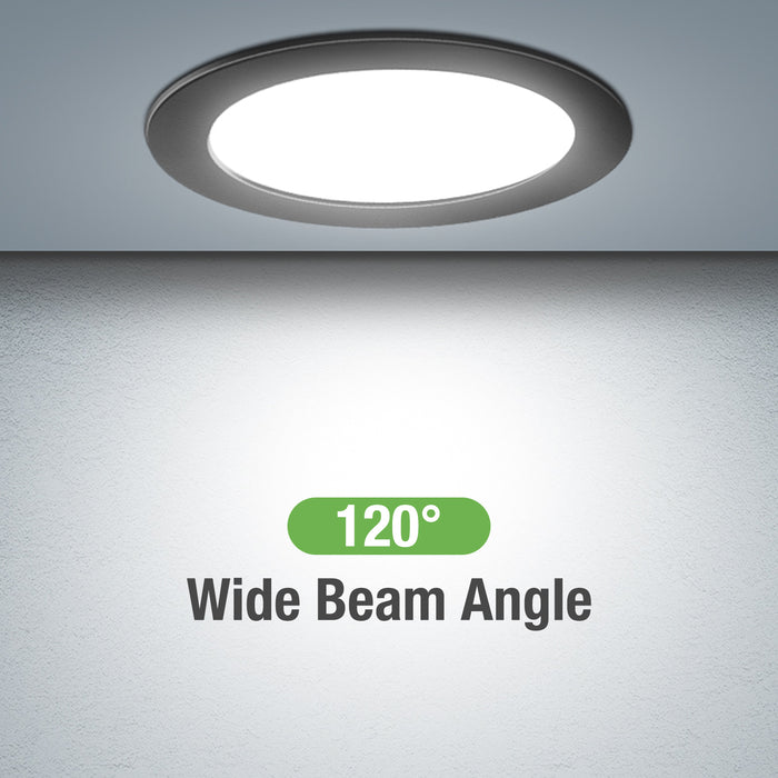 5W Black Ultra Slim LED Downlight CCT Dimmable IP44 Cutout 72-85mm 6 Pack