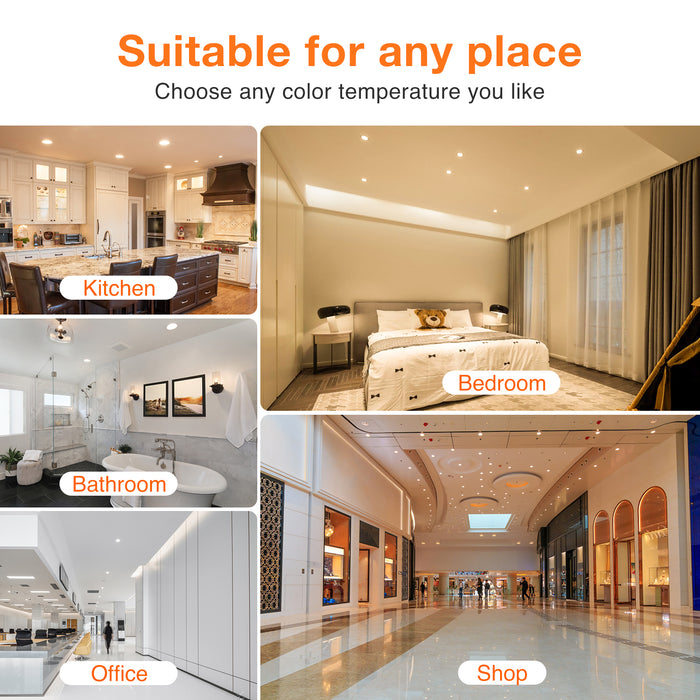 8W LED CCT Dimmable Downlight, Cutout Ø 70-88mm 6 Pack, with External Driver