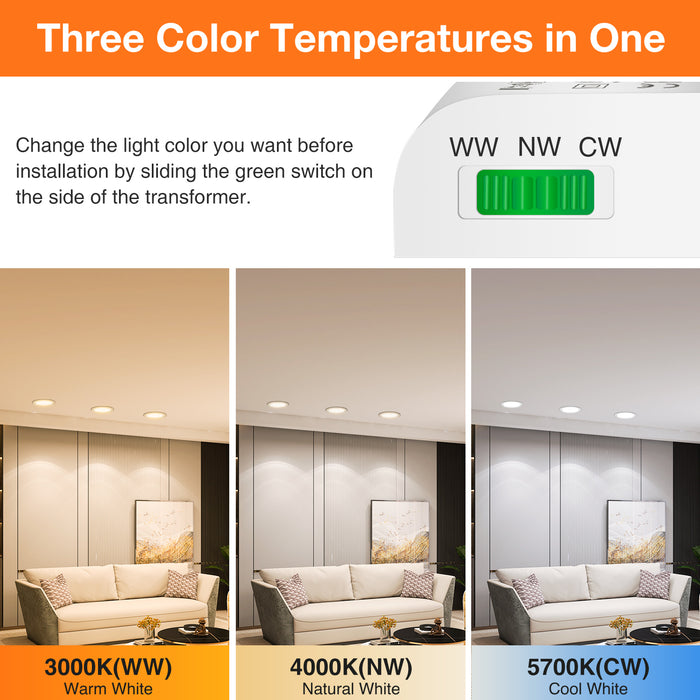 10W LED CCT Dimmable Downlight, Cutout 90-105mm, IP44/IP65 Rated, 6 Pack with External Driver