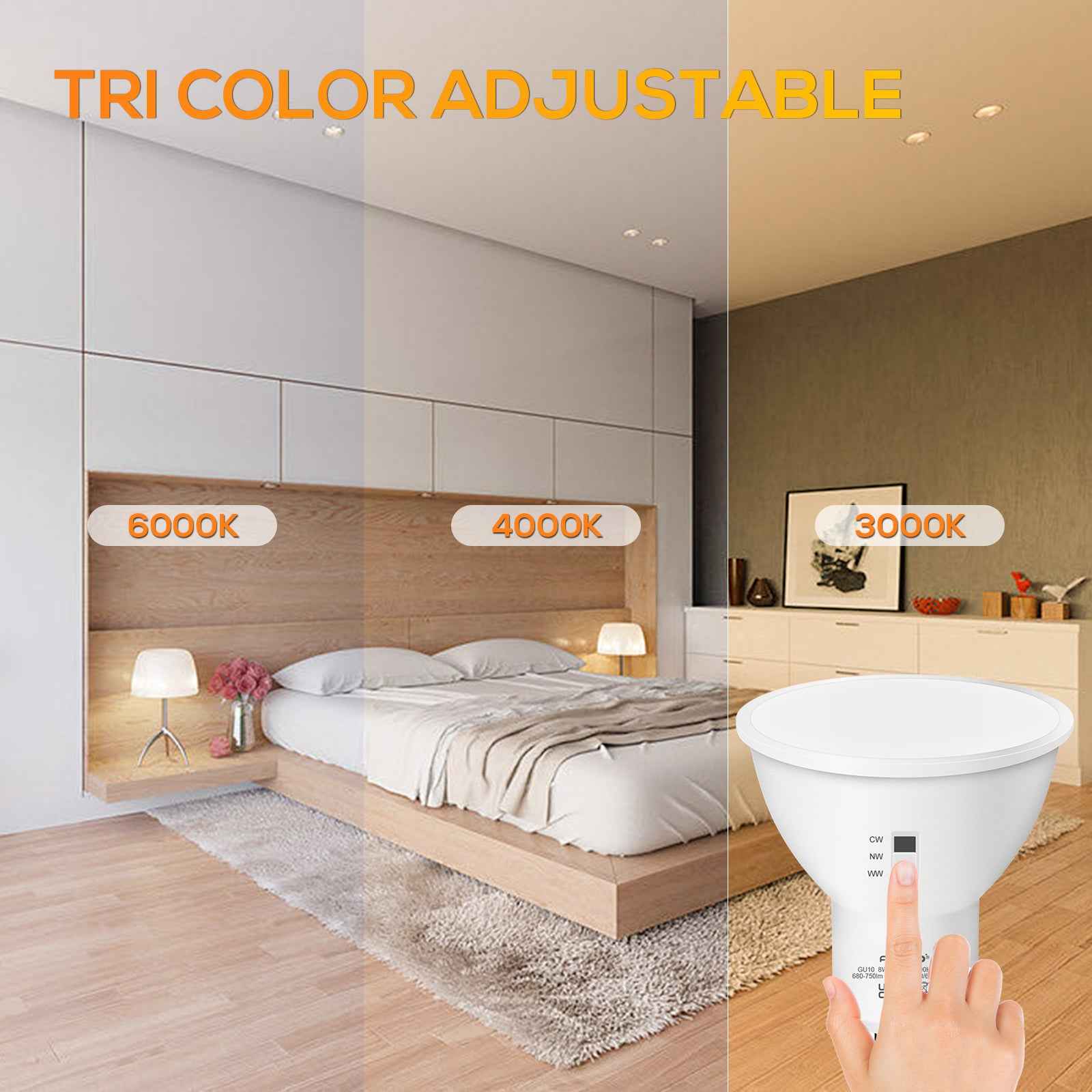 GU10/E27 LED Spotlight Bulb 8W/10W CCT 3000K/4000K/6500K, 120°/240° Beam Angle, 10 Pack - ALUSSO LIGHTING