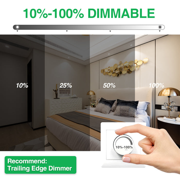 IP65 LED Downlight Cutout 67-75mm Dimmable CCT Ultra Slim, Black, 6 Pack