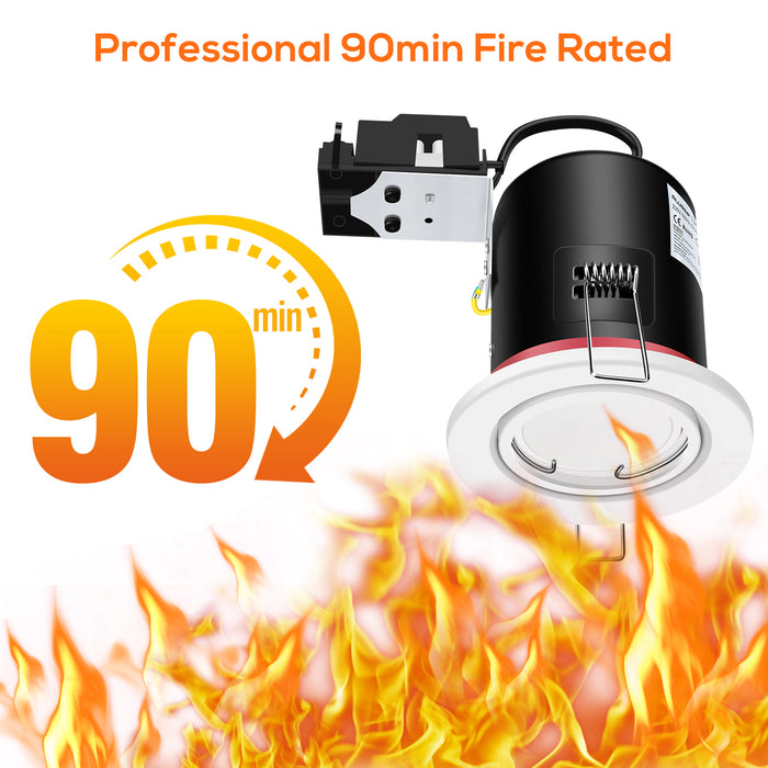 Fire Rated LED Downlight IP20/IP65 Fixed/Tilt Lamp Housing, With/Withgout GU10 Bulbs, Pack of 6