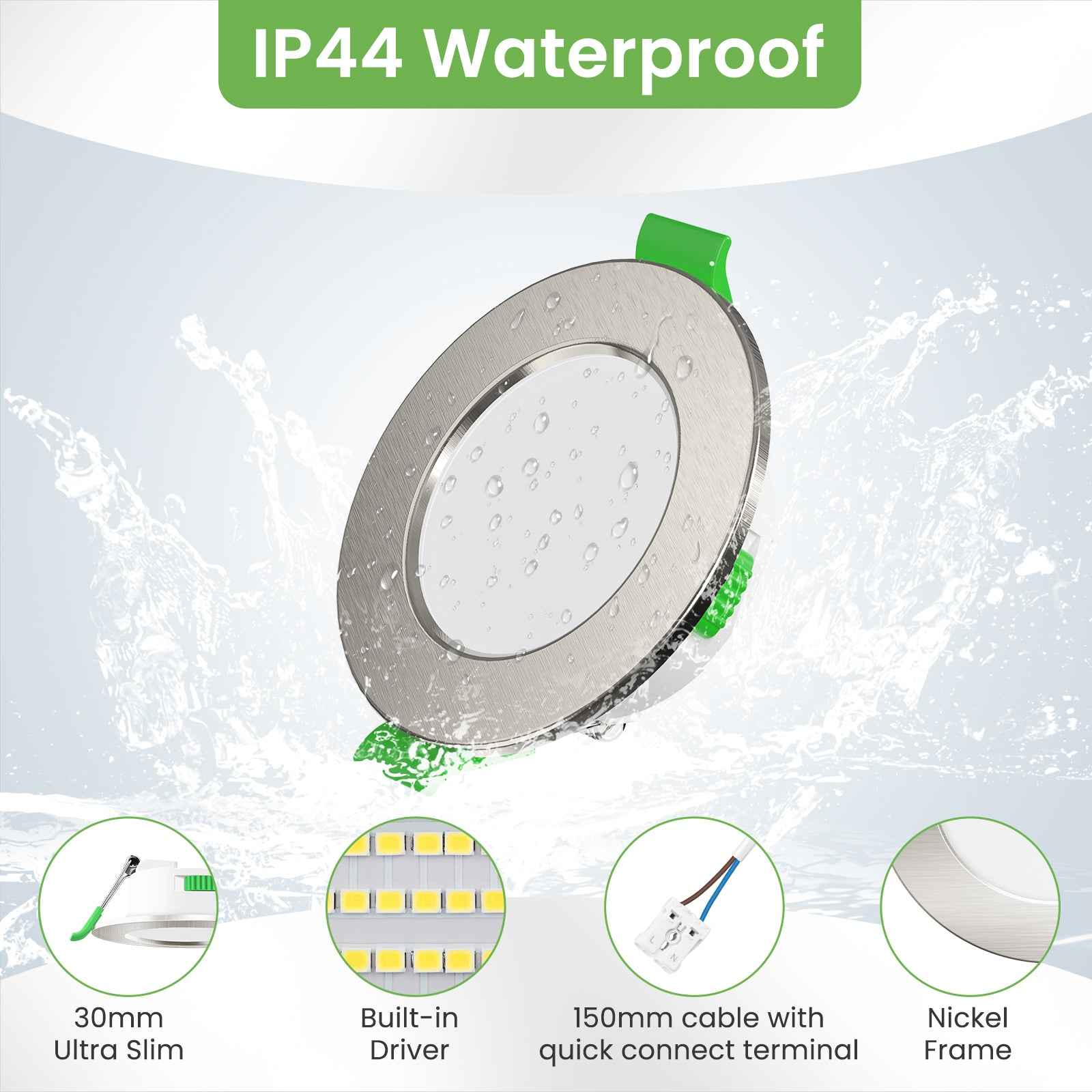 LED Recessed Spotlights 12V AC/DC, 3CCT 3000K 4000K 6500K 4W 400LM Recessed Lights 29mm Installation Depth, IP44 for Bathroom, Set of 6&nbsp; - ALUSSO LIGHTING