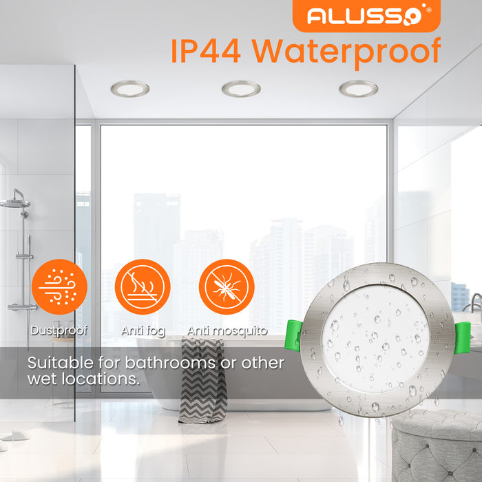 6 Pack 4W 55-68mm Cutout Nickel Ultra Slim LED Downlight 3CCT Dimmable IP44