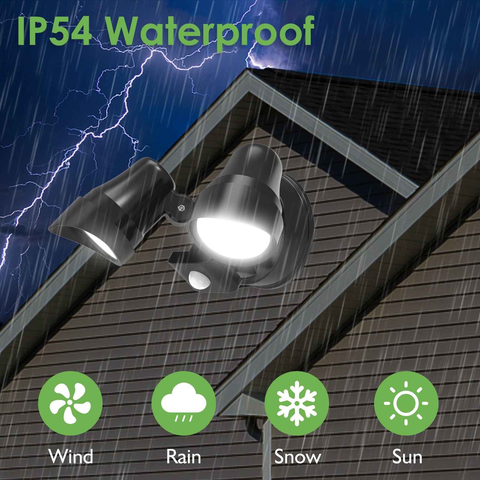 25W LED Floodlight PIR Motion Sensor Outdoor Security Wall Light 2000lm IP54 1pack - ALUSSO LIGHTING