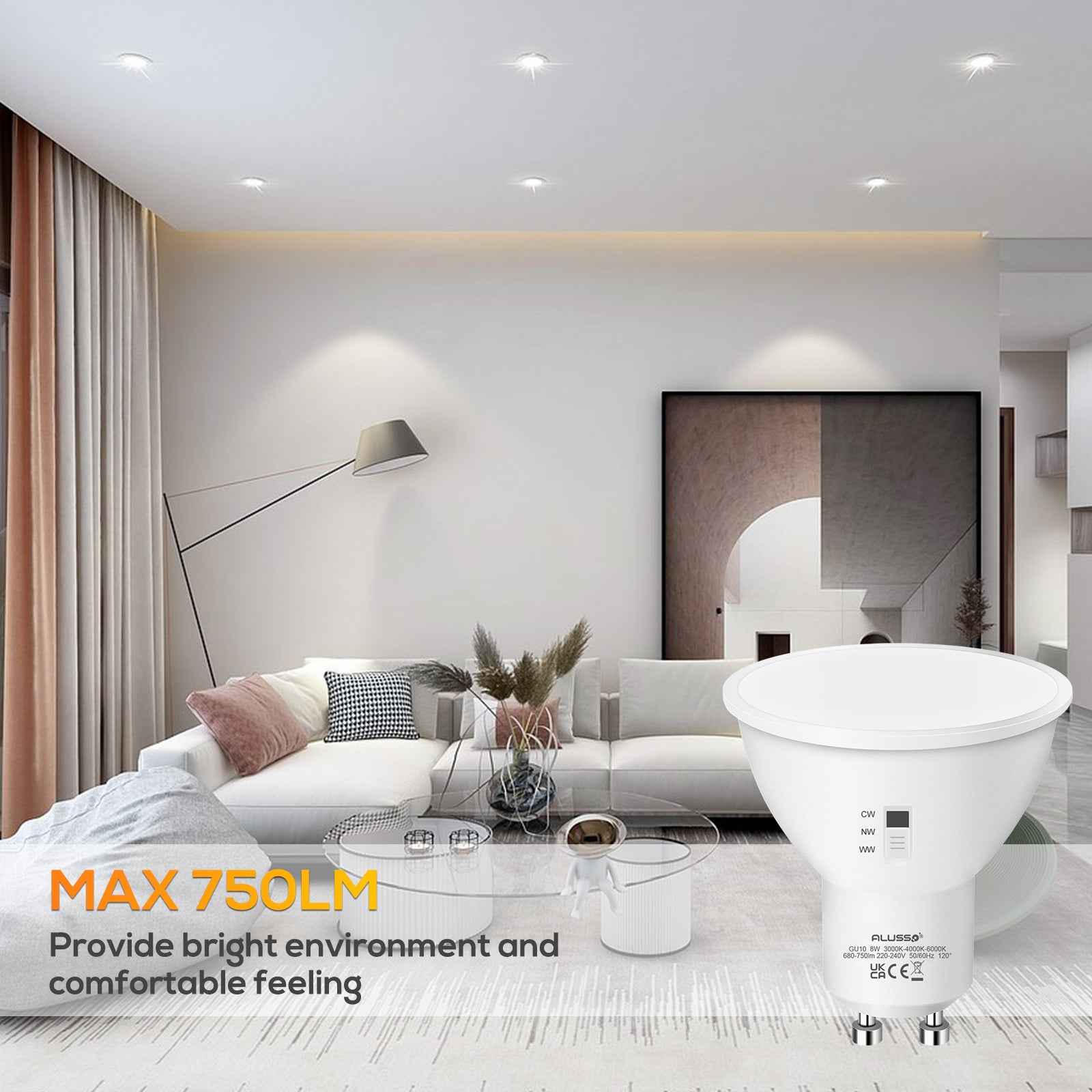 GU10/E27 LED Spotlight Bulb 8W/10W CCT 3000K/4000K/6500K, 120°/240° Beam Angle, 10 Pack - ALUSSO LIGHTING