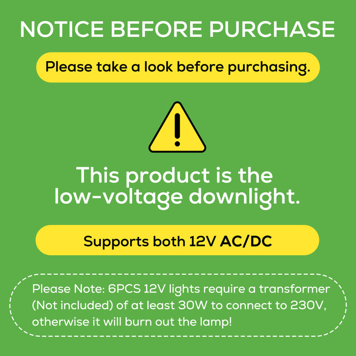 12V AC/DC RV 4W LED Recessed Ceiling Lights 3CCT, IP44, Cutout 55-58mm, 6 Pack, White / Nickel