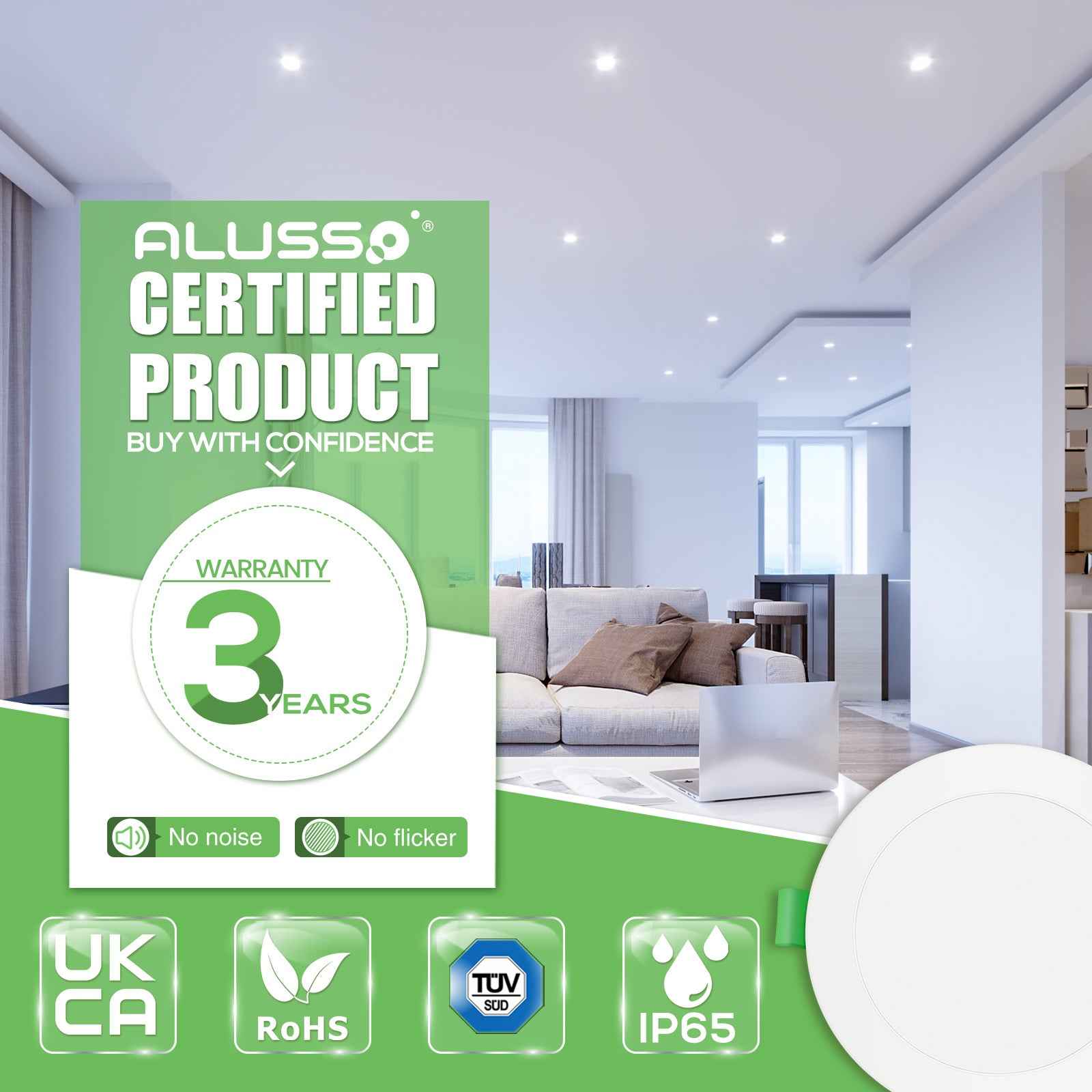 10W Ultra Slim LED Downlight CCT Dimmable IP44,Cutout 125-135mm 6 Pack - ALUSSO LIGHTING