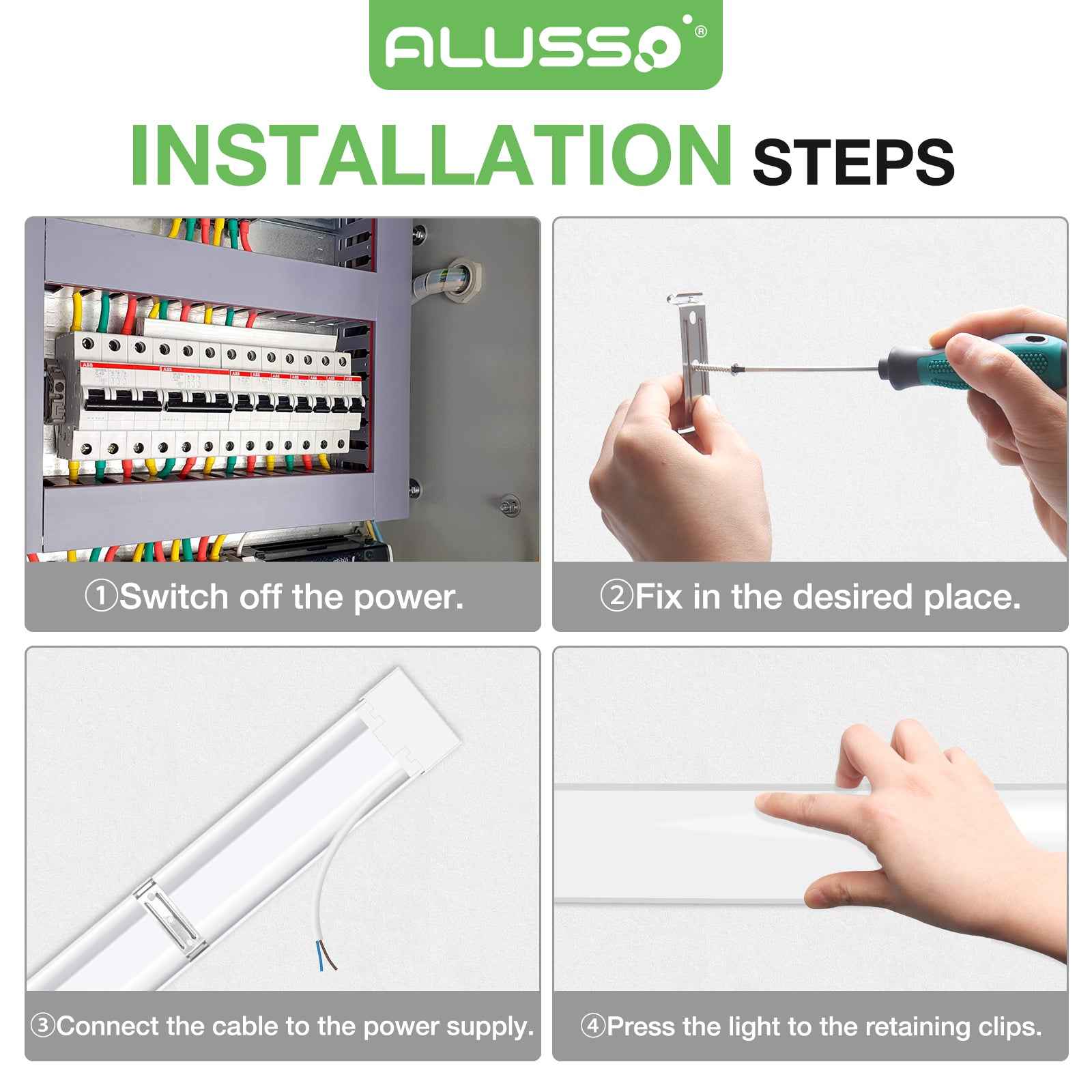 4FT LED Strip Lights Batten Tube Light 3CCT Office Garage Shop Daylights 230V - ALUSSO LIGHTING