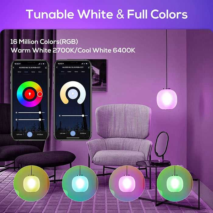 WiFi 5.5W Smart C37 E14 LED Bulbs, 180° Beam Angle, RGB CCT Dimmable, 4 Pack, Alexa Google Home App Control