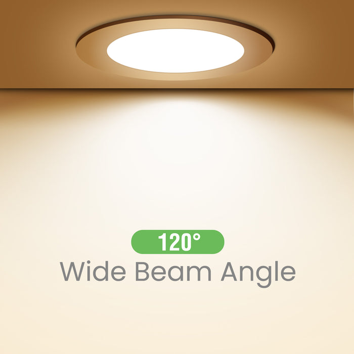 7W Nickel Ultra Slim LED Downlight CCT Dimmable IP44, Cutout 90-100mm 6 Pack