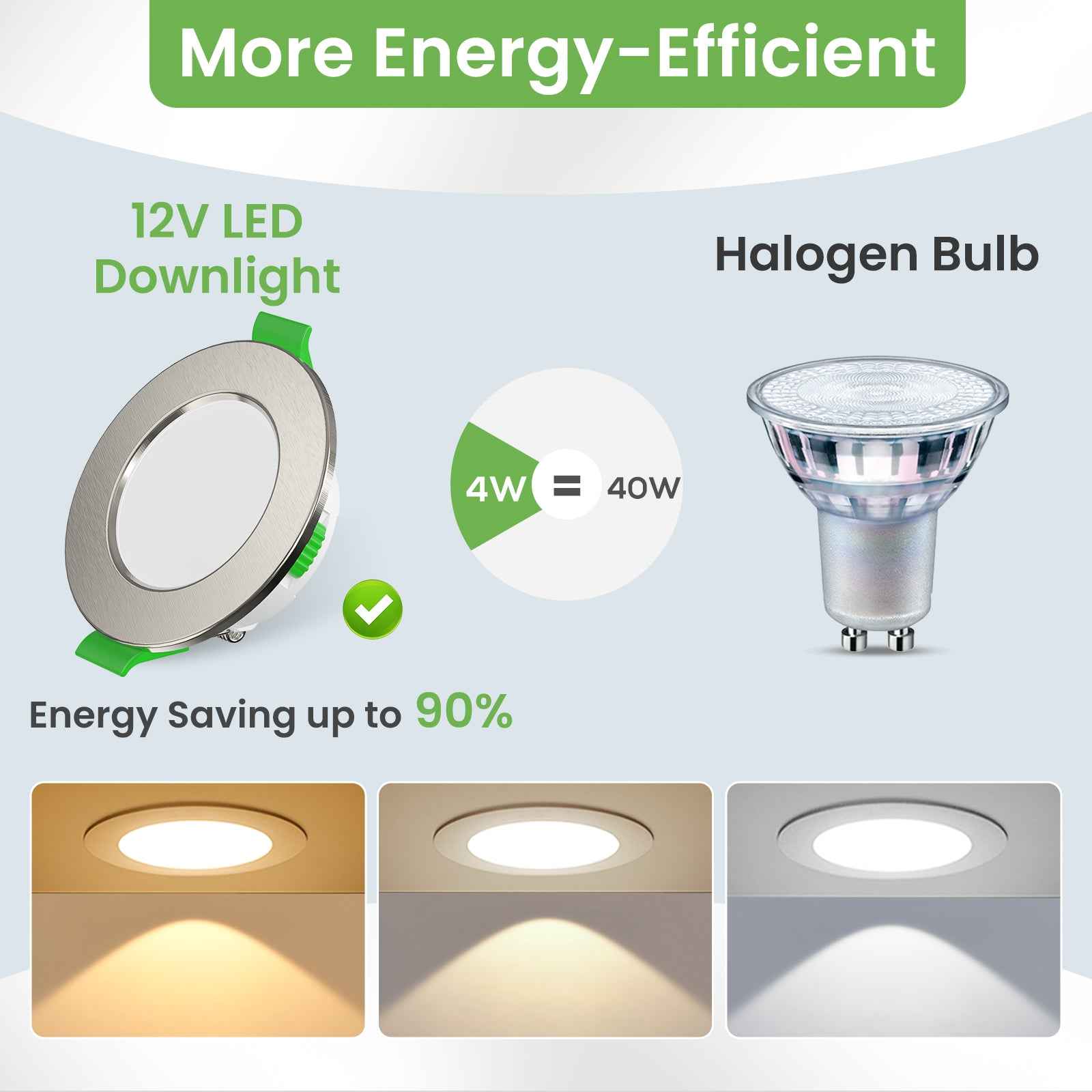 LED Recessed Spotlights 12V AC/DC, 3CCT 3000K 4000K 6500K 4W 400LM Recessed Lights 29mm Installation Depth, IP44 for Bathroom, Set of 6&nbsp; - ALUSSO LIGHTING