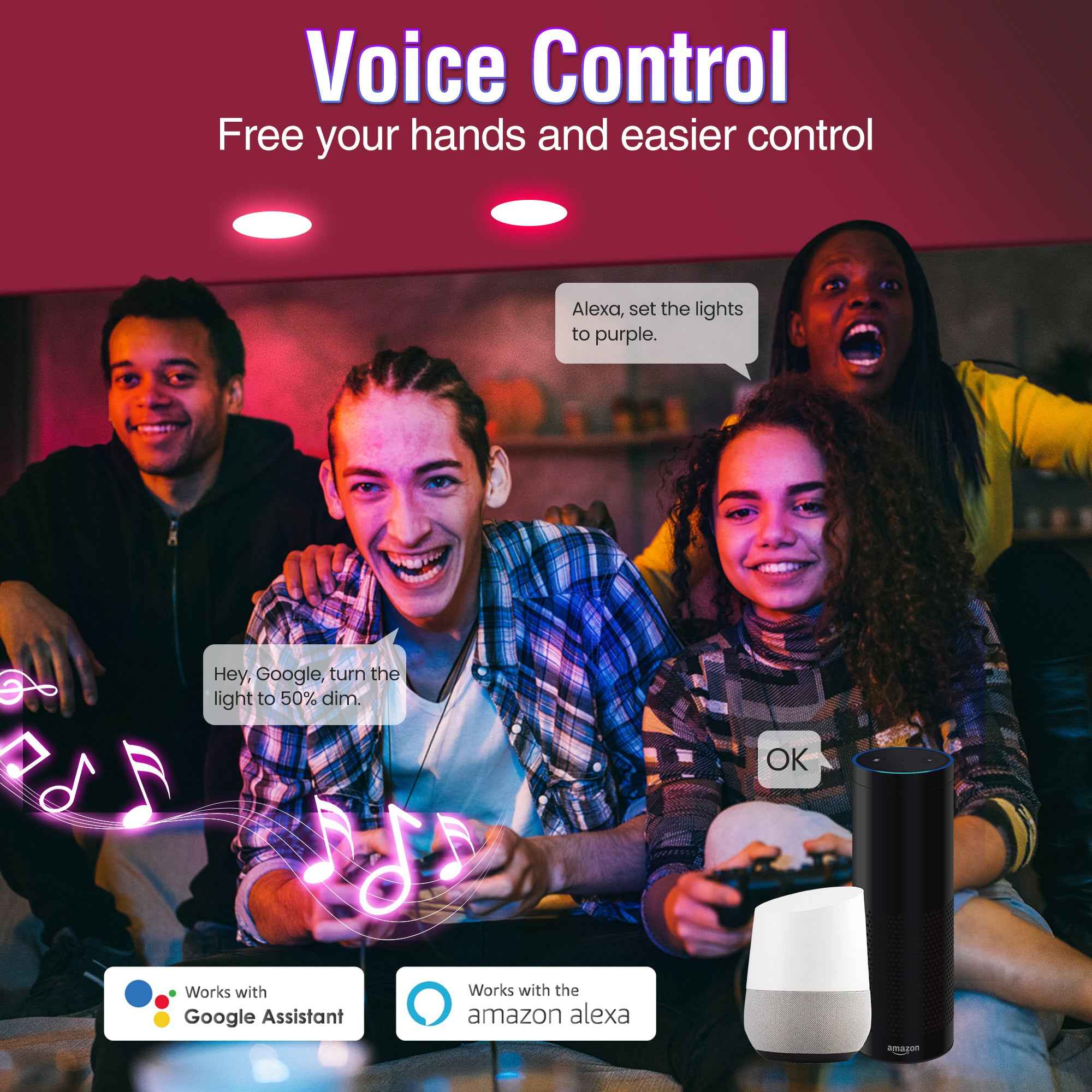 WiFi 8W LED Smart Bluetooth Downlight, Cutout 70-80mm, 4 Pack - ALUSSO LIGHTING