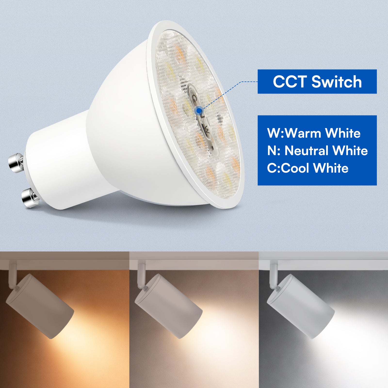 5W LED Spot Light 2-3 Heads Rotable GU10 2700K/3000K-4000K-6500K Swivelling Ceiling Track Fixture, Black