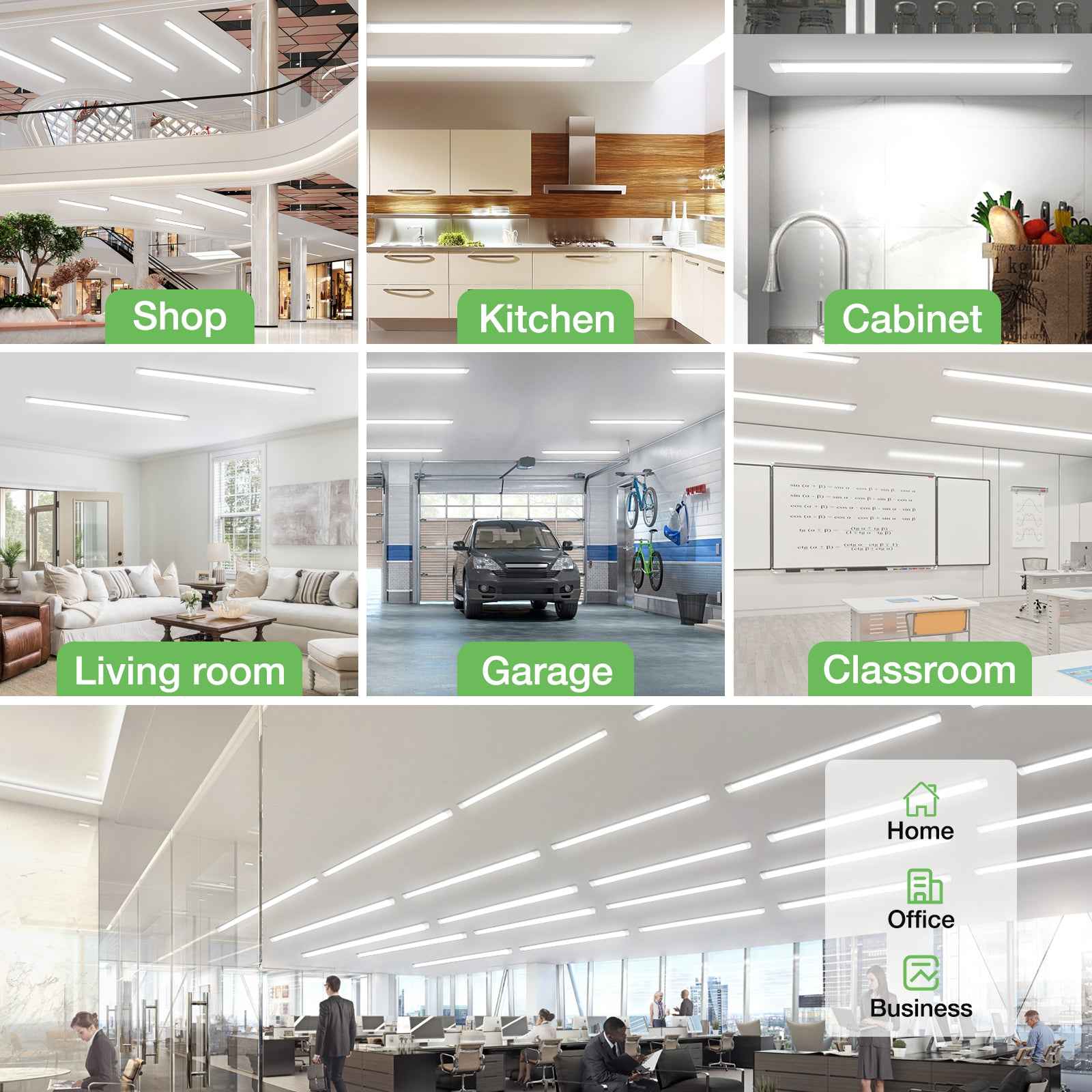 4FT LED Strip Lights Batten Tube Light 3CCT Office Garage Shop Daylights 230V - ALUSSO LIGHTING